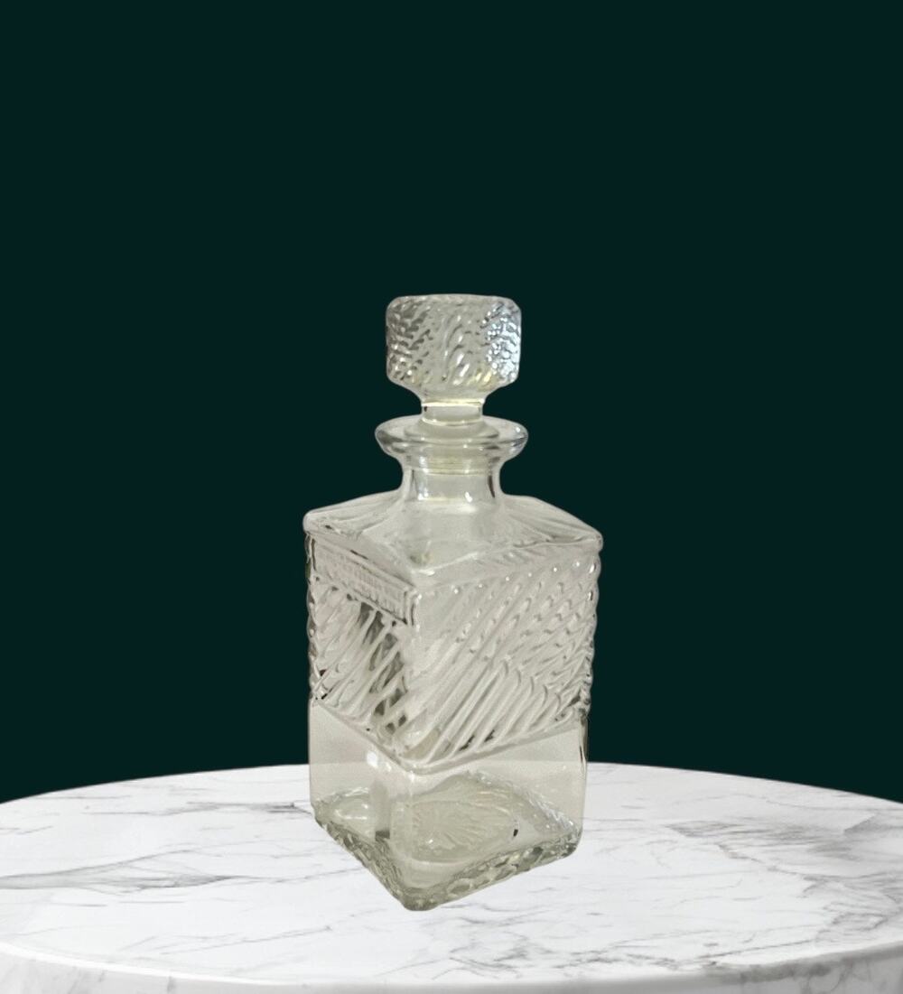 Vintage Old Mr. Boston Fine Liquor Decanter Clear Textured